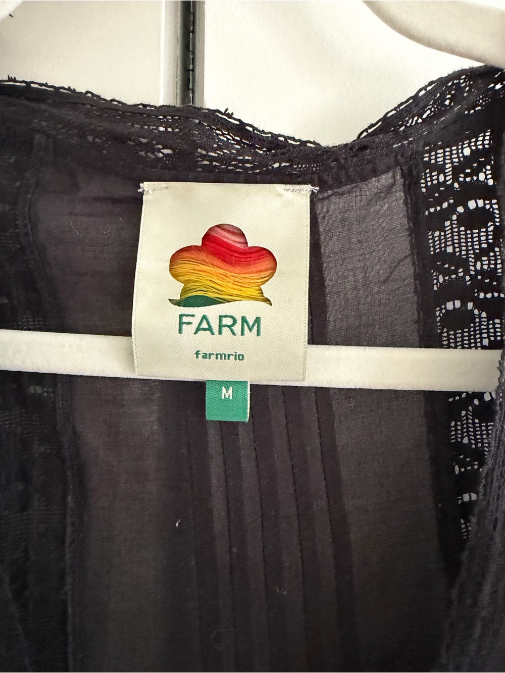 Farm in Rio Black Sheer Button-Front Peasant Top - Picture 4 of 6